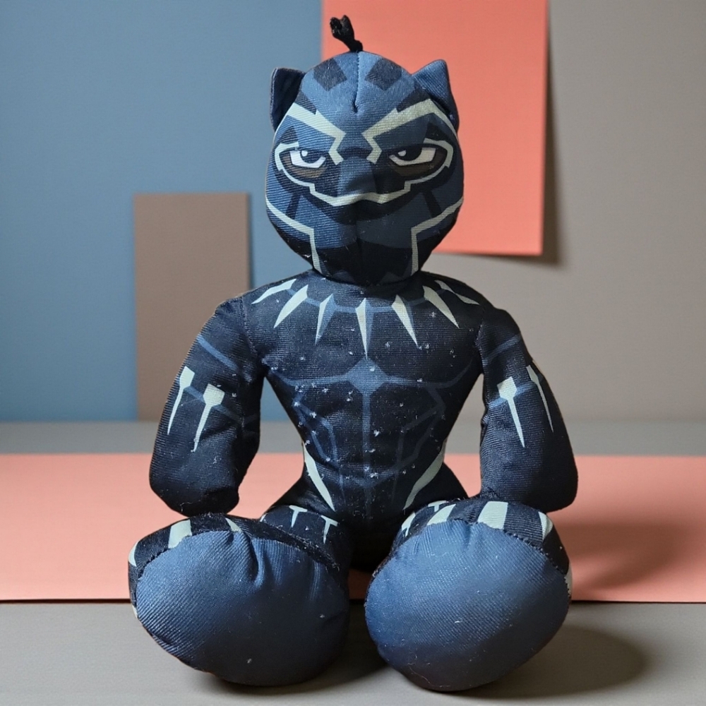 Vtg 2018 Black Panther Stuffed Plush Toy Marvel Comics Super Hero Movie Avengers